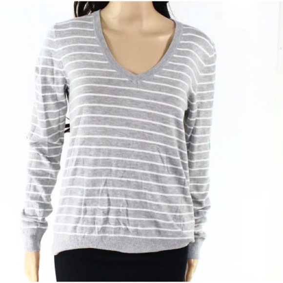 Nordstrom BP Gray & White Striped Sweater - Picture 1 of 2